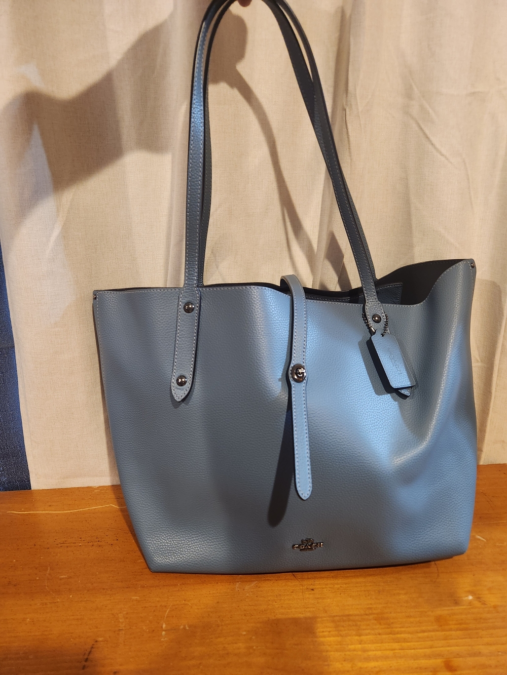 Coach Blue Pebbled Leather Tote Bag